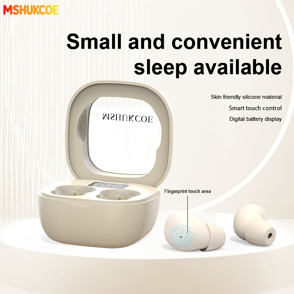 MSHUKCOE Ultra Thin Sleep Earbuds Low Latency Sleep Game Mode, Dual Noise Reduction 6D Bass HiFi Invisible In-Ear Wireless Earphones Ultra Long Battery Life, Birthday Gift