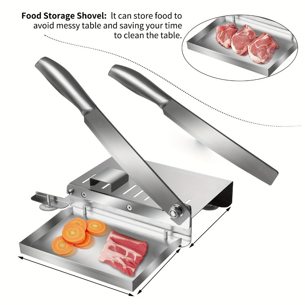 Stainless Steel Manual Meat Slicer Frozen Beef Cutter – 408 Steel Blade Rectangle Slicer for Beef Rolls Vegetables & Bone | Easy to Clean Household Meat Cutting Tool Kitchen Gadget