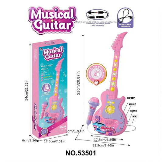 Kids Electric Guitar Toy with Microphone, Lights & Sounds for Ages 3-8