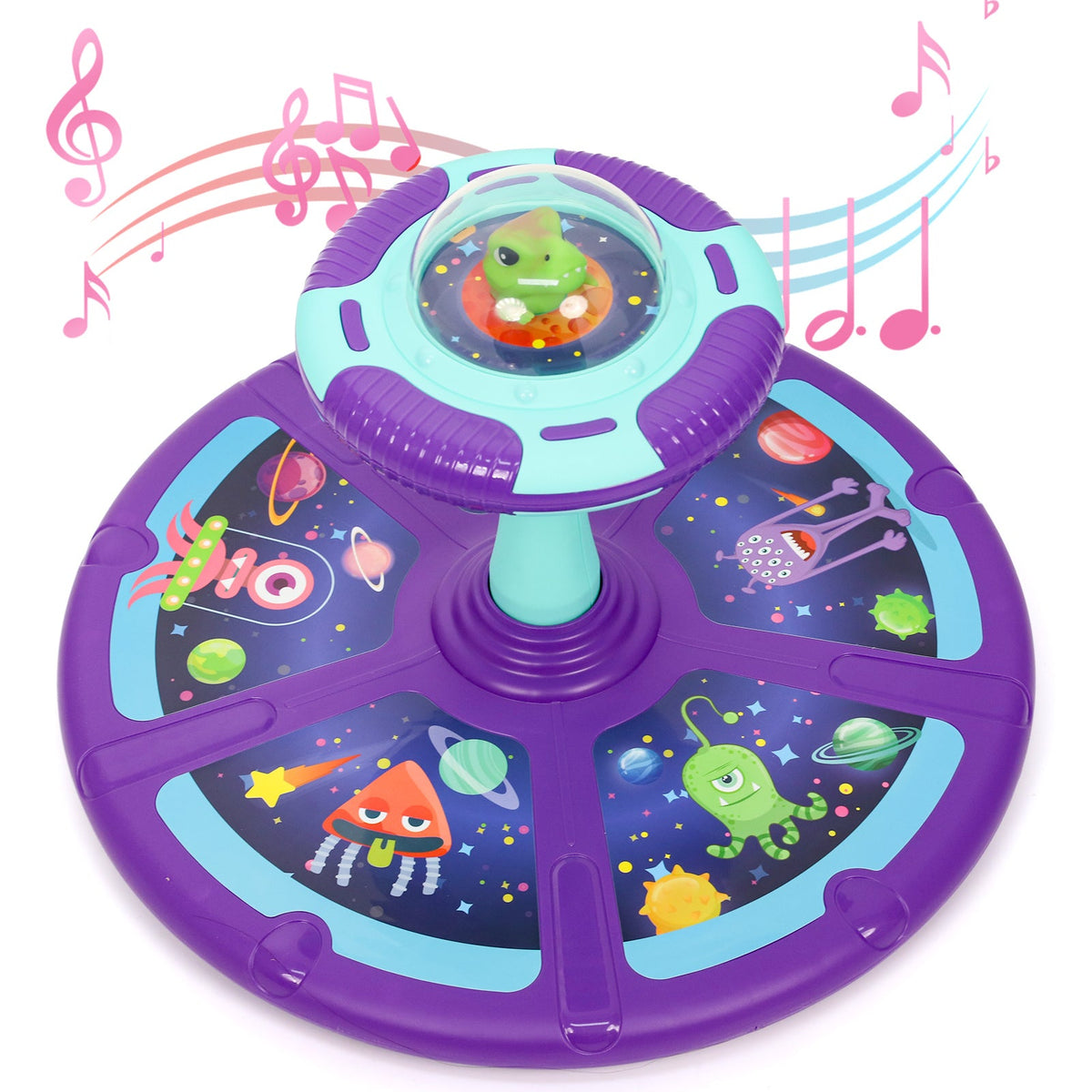 Dinosaur Spin Seat Toy for Toddlers 18 Months+ – 360° Sit and Spin with Music, Indoor Interactive Sensory Balance Toy, Supports Up to 110 lbs, Birthday Christmas Gift for Boys & Girls