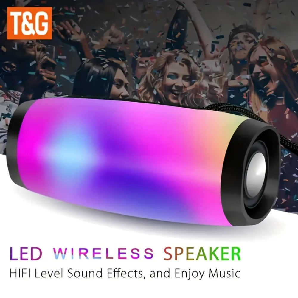 TG157 10W Dual Bluetooth 5.0 Speaker with LED Flash Lights, 5.1 Surround Sound, TF Card AUX USB FM Radio, 1200mAh Rechargeable Compact Wireless Speaker for Outdoor Camping Travel & Home Use