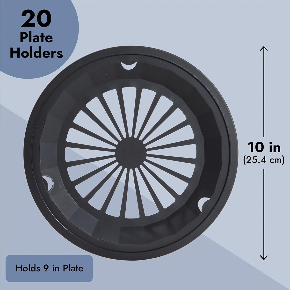 Reusable Plastic Paper Plate Holders Set – 10 Inch Snap-On Groove Design, Thickened Durable Holder for Picnics, BBQ, Camping & Party Dinners, Streamlined Dishwasher-Safe Plate Carrier (12 or 20 Piece)