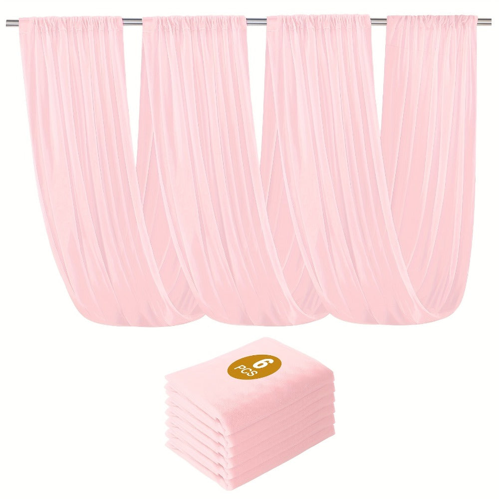 6-Pack Chiffon Ceiling Drapes for Wedding 63x118in - Sheer Polyester Backdrop Curtains with Rod Pockets for Wedding Arch, Party Stage, Photography, Ceremony & Event Decoration Swag
