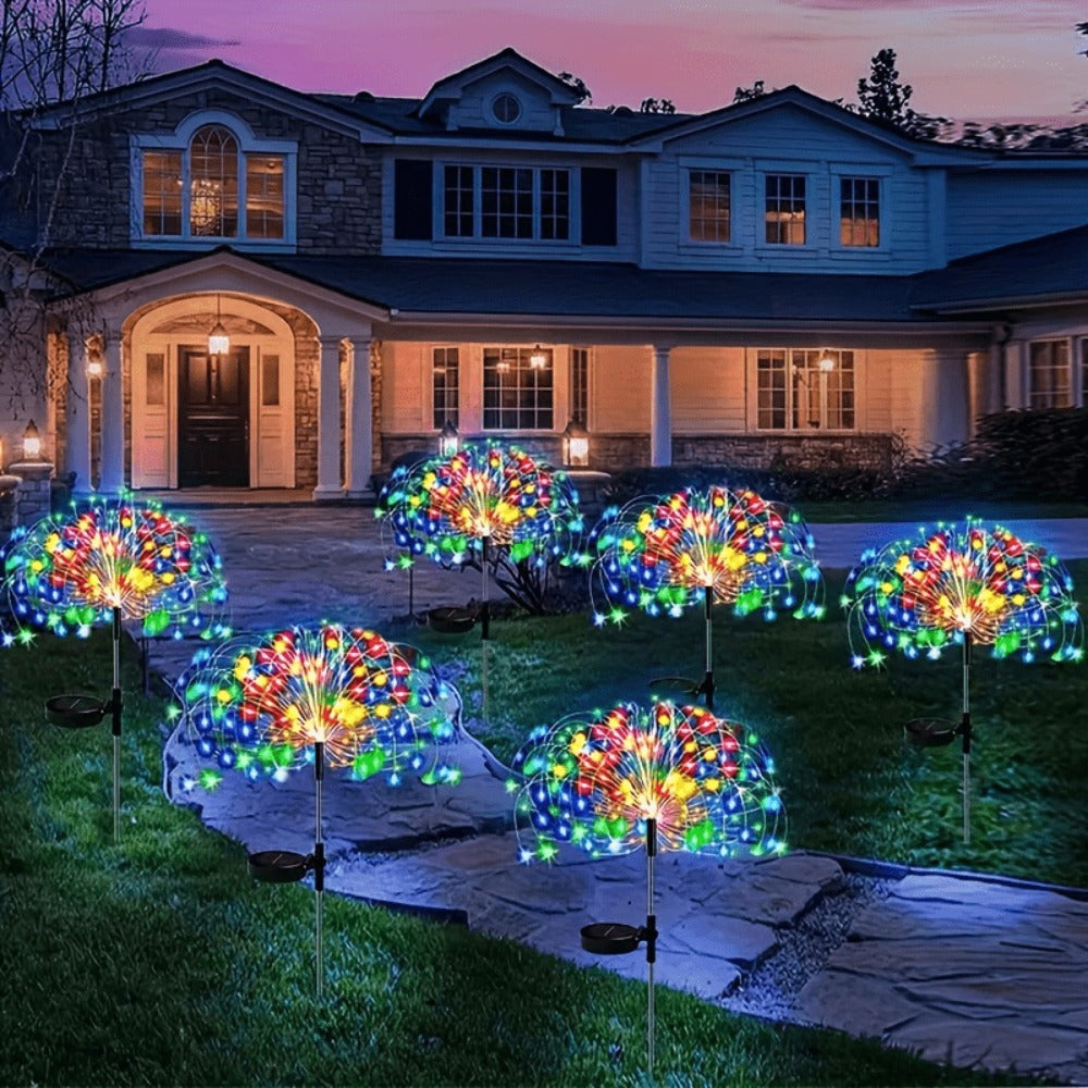 Solar Firework Lights Outdoor Smart Sensor 8 Modes – 90 280 420 520 LED Garden Starburst Lights for Patio Walkway Pathway Party Wedding Warm White Multicolor 1 4 6 8 12 Pack