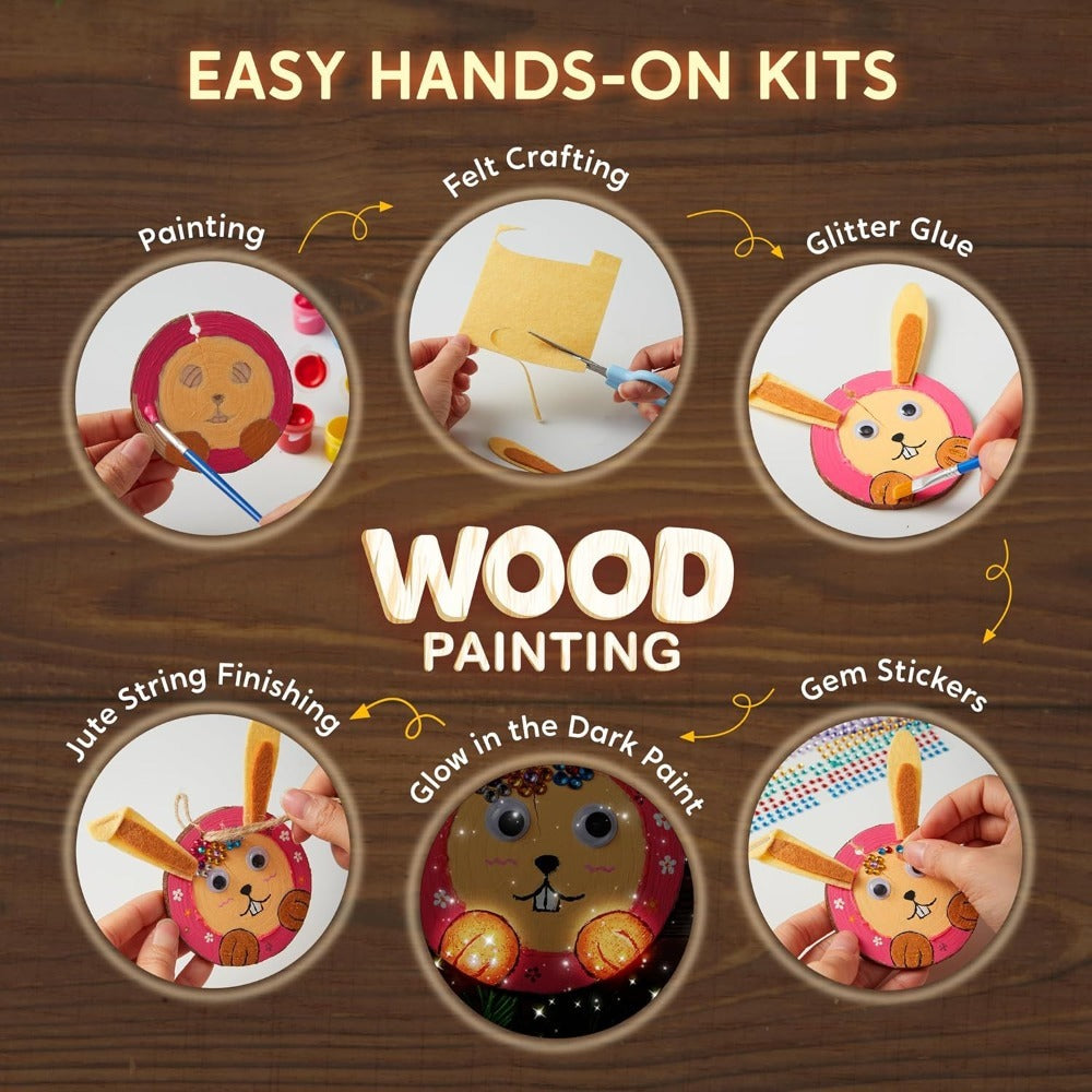 Kids Painting Kit, Glow in the Dark Wood Slice Arts & Crafts Set, 500+ Pieces