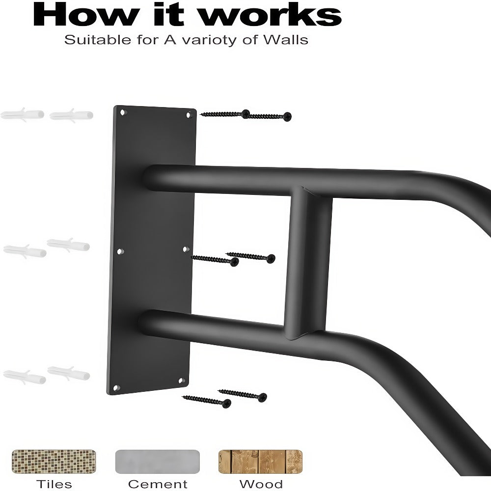 Stair Handrail Outdoor Anti-Slip Wall Mounted for 1-3 Steps – U-Shaped Carbon Steel Grab Bar, 600 lb Capacity, Rust-Resistant, for Porch, Garden, Bathroom – Safe for Elderly, Kids, Disabled & Pregnant