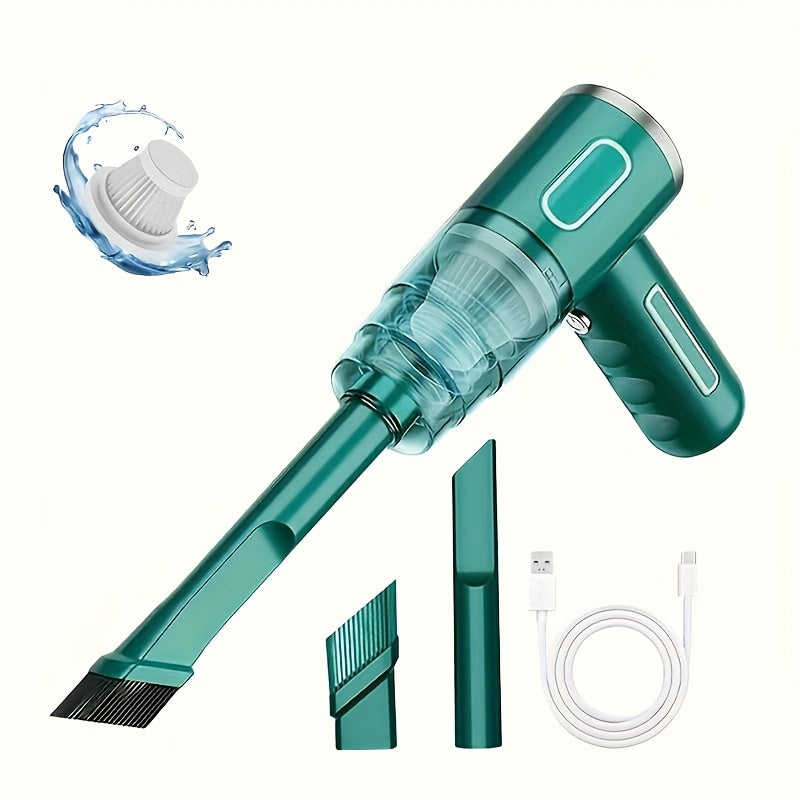 Cordless Mini Vacuum Cleaner 3KPa Strong Suction, USB-Powered Portable Handheld Vacuum with Long Reach Tube & Brush Heads, Lightweight Compact Design for Car, Home, Office, Keyboard, Electronics