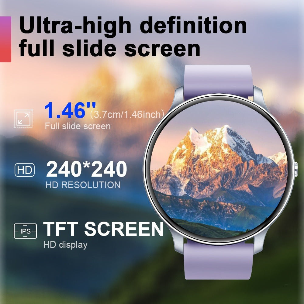 IP68 Waterproof Smartwatch 1.46" HD – 100+ Sport Modes, Wireless Calling, Music Control, Remote Camera, Sedentary Reminder – Unisex Fitness Tracker Black Silver Blue Pink
