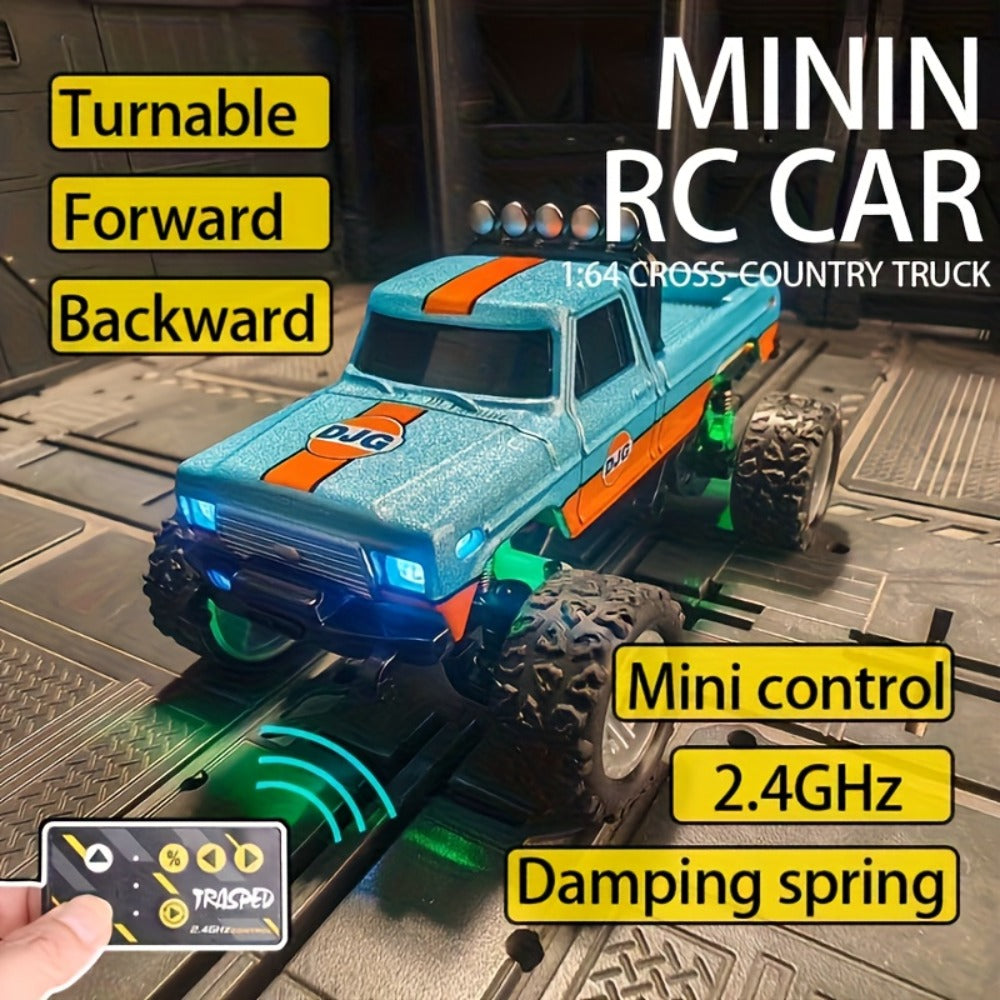 1:64 Scale Mini RC Off-Road Truck with Shock Absorbers, Alloy Body