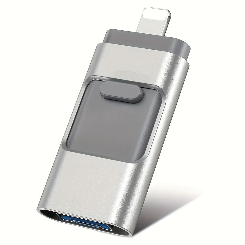4-in-1 Flash Drive for iPhone iPad Android Type-C PC – OTG USB 3.0 Photo Stick 128GB 256GB Memory Stick Thumb Drive, Lightning Micro USB USB-C USB-A, Golden Silver Pink Black