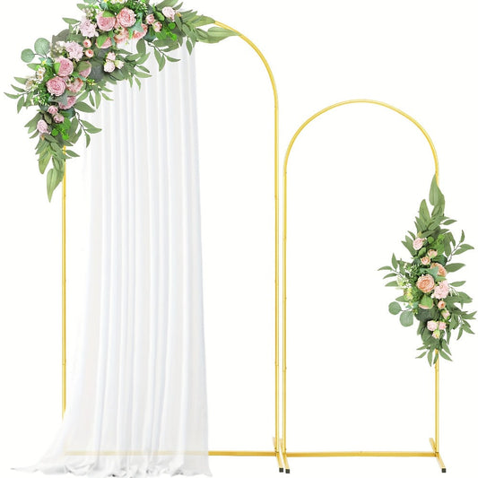 Metal Arch Backdrop Stand Set of 2 (7.2FT + 6FT) – Gold Wedding Arch Frame for Balloon & Flower Decoration, Ideal for Wedding Ceremony, Baby Shower, Birthday Party & Holiday Events