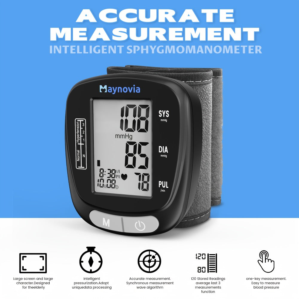 Blood Pressure Monitor Wrist Cuff with Oximeter Fingertip – Digital BP Machine Home Use, 120 Memory, Portable Case & Battery Included, Fully Automatic Hypertension Tracker