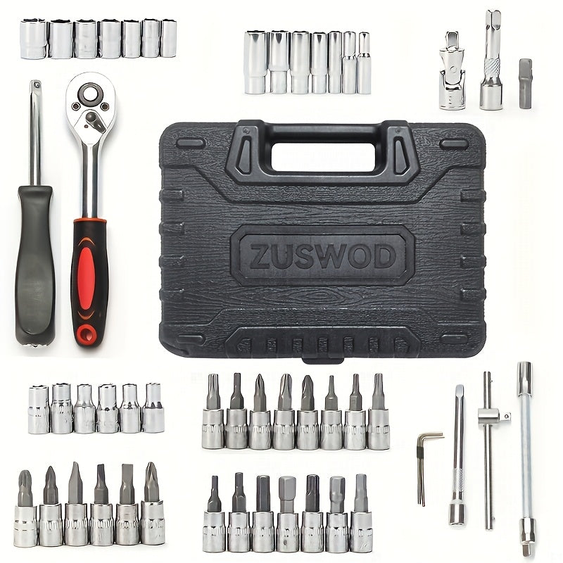 Impact Socket Set 53/54/194/518PCS – 3/8" Drive CR-V Steel | Metric 8-22mm & Imperial 5/16"-3/4" | Complete Socket Kit for Car Repair, DIY & Mechanics | Best Gift for Men