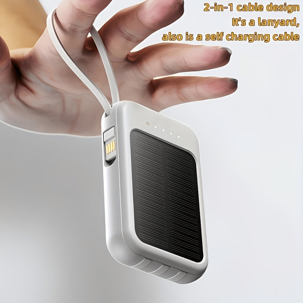 20000mAh Solar Power Bank with Built-in USB-C Cable 20W Fast Charging Portable Charger – Battery Pack for iPhone Android iPad Outdoor Travel Camping Hiking