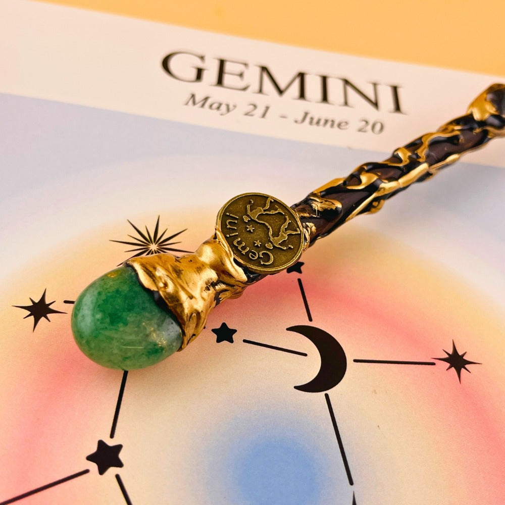 Zodiac Crystal Magic Wand Handmade with Gift Box – All 12 Signs Cosplay Scepter Witch Wand for Halloween, Christmas, Valentine's Day & Birthday Gift, Astrology Lover Gift for Her