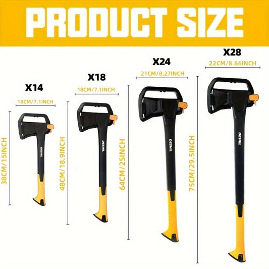 Camping Axe with Forged Carbon Steel Blade for Firewood, 14–28 Inch Options