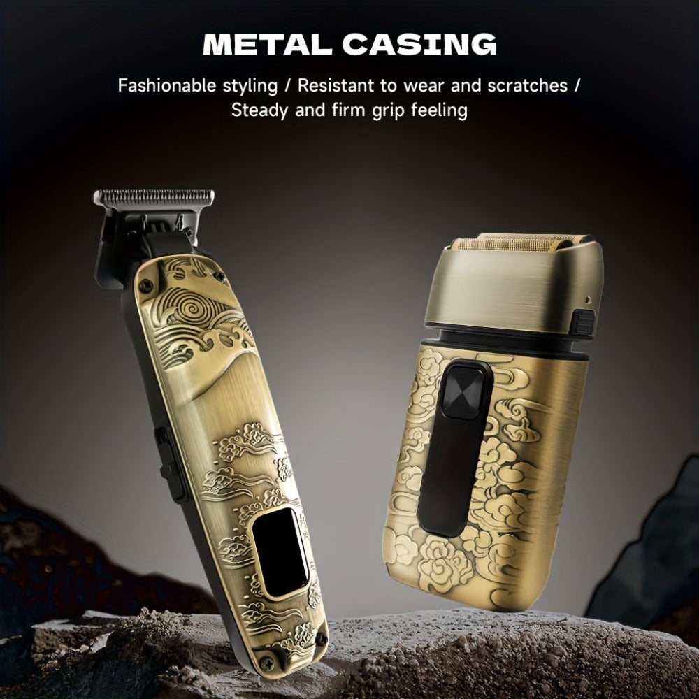 Cordless Electric Foil Shaver Grooming Kit for Men with Barber Shears Beard Mustache Trimmer Bald Head Razor Haircutting Set Father's Day Birthday Gift for Dad Husband