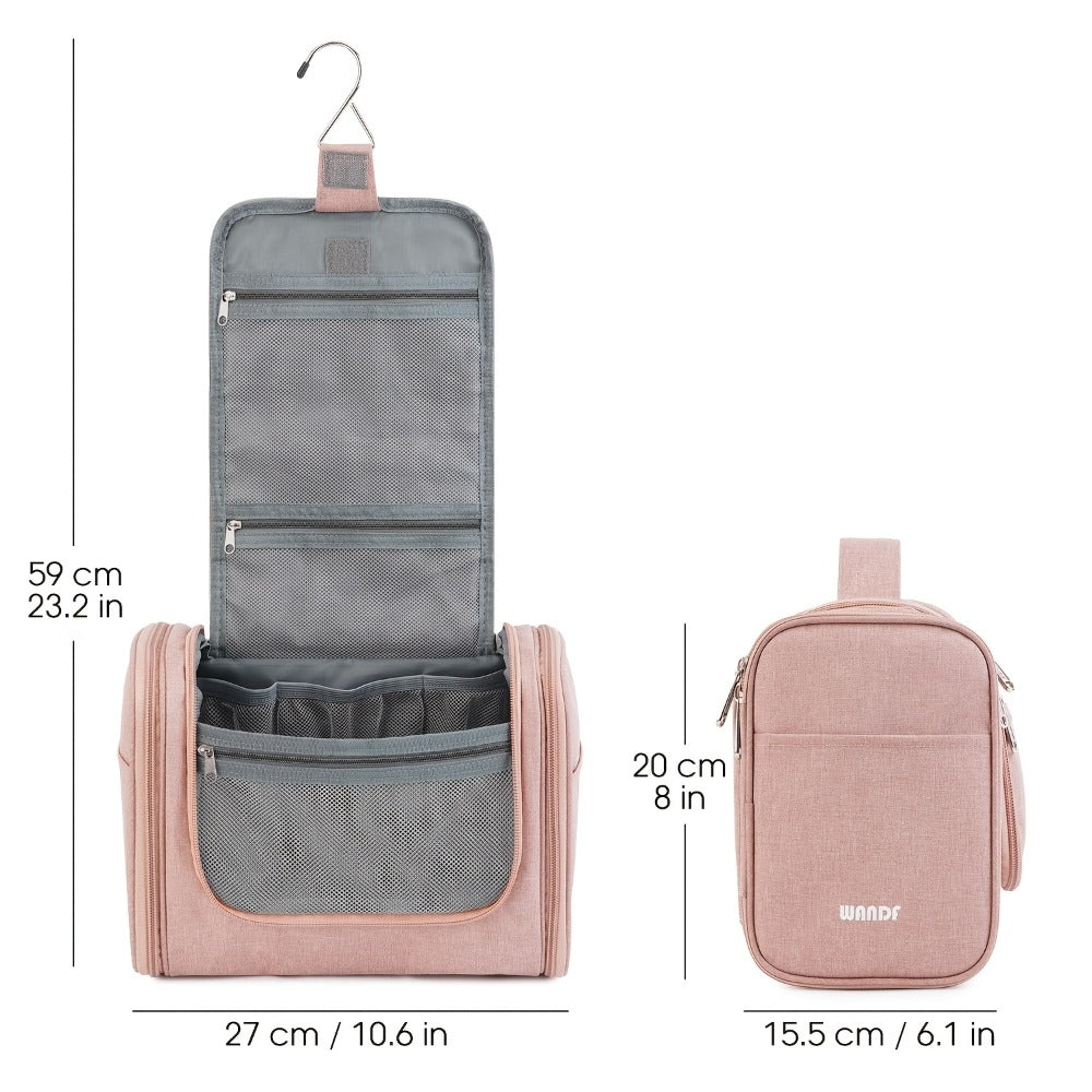 Hanging Toiletry Bag with Hook for Women Men Large Capacity Multi-Pocket Travel Shower Bag Cosmetic Makeup Organizer for Hotel Gym Camping 7 Prints Pink Black Leopard