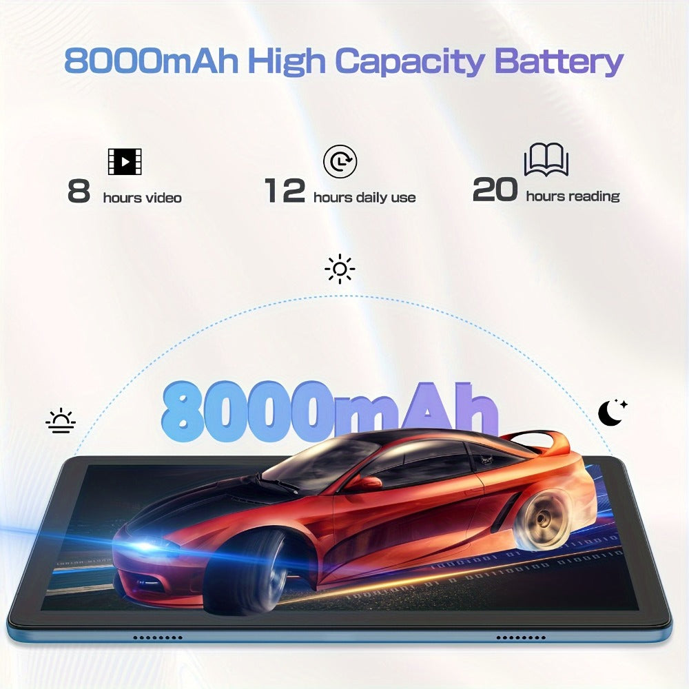 PRITOM Android 14 Tablet 10.1 Inch 8GB RAM 128GB ROM Octa-Core 8000mAh 2-in-1 Tablet with Keyboard Mouse Case Stylus Dual 8MP Camera 1TB Expandable 1280x800 IPS Display Tablet PC Black