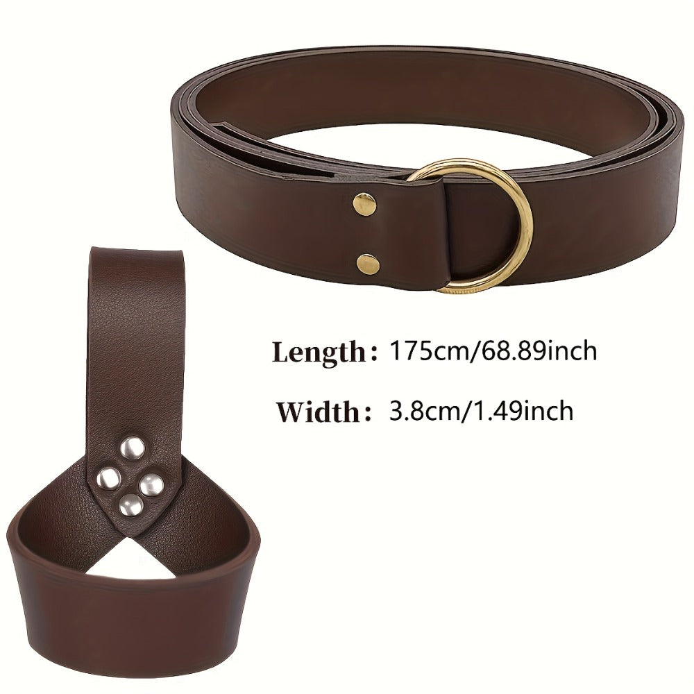 Viking Knife Sheath Prop, Faux Leather Medieval Waist Sheath for LARP & Cosplay, Black or Brown