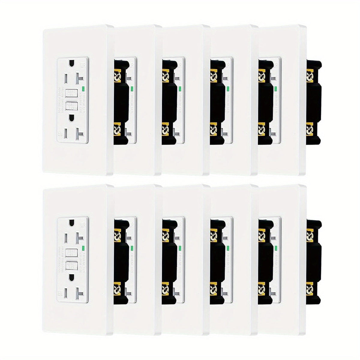 GFCI Outlet 20 Amp Tamper Resistant WR Weather Resistant with Wall Plate ETL Listed LED Indicator Test Reset Button Ground Fault Circuit Interrupter for Bathroom Kitchen Garage 2 4 6 10 20 Pack Black White
