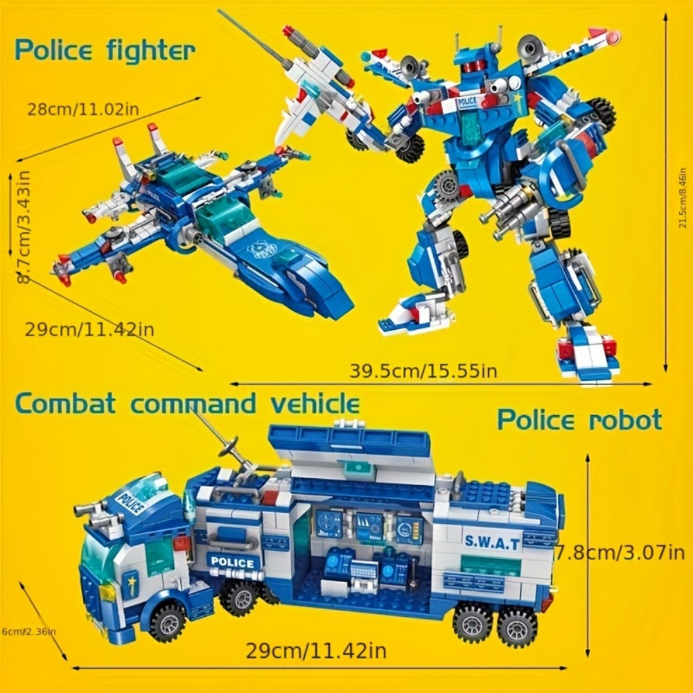 City Police Building Block Set, 700 Pieces with Patrol Vehicles