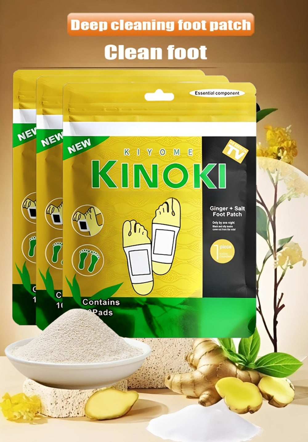 Foot Detox Pads 30 Pack Bamboo Vinegar Ginger Powder Natural Plant Ingredient Deep Cleansing Moisturizing Patches – Overnight Foot Massage Relaxation for Home Office Travel, Self-Care Wellness Gift