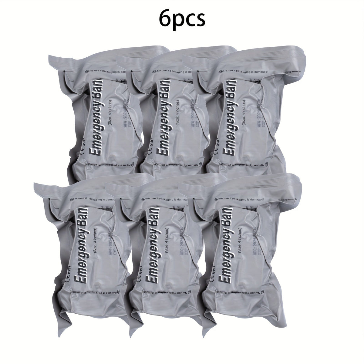 Hemostatic Bandages 6-Pack – 4-Inch Vacuum-Sealed Emergency Pressure Bandages for Wound Care, Bleeding Control, Outdoor First Aid, Hiking, Camping & Survival Preparedness