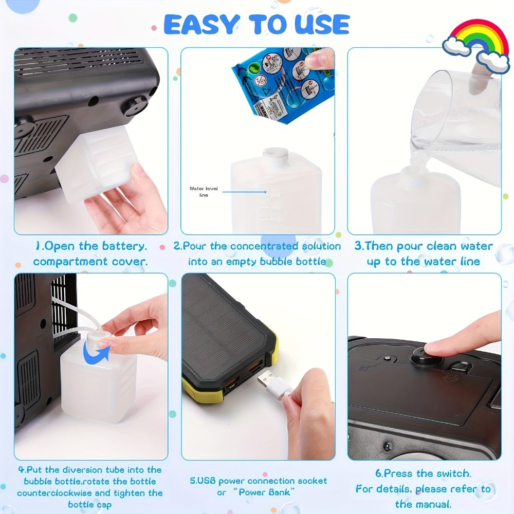 Automatic Bubble Machine Plug-in or Battery Operated – Dual Fan 20000+ Bubbles Per Minute, Indoor Outdoor Bubble Blower for Kids Birthday Party, Portable Bubble Maker with 14 Modes for Boys Girls