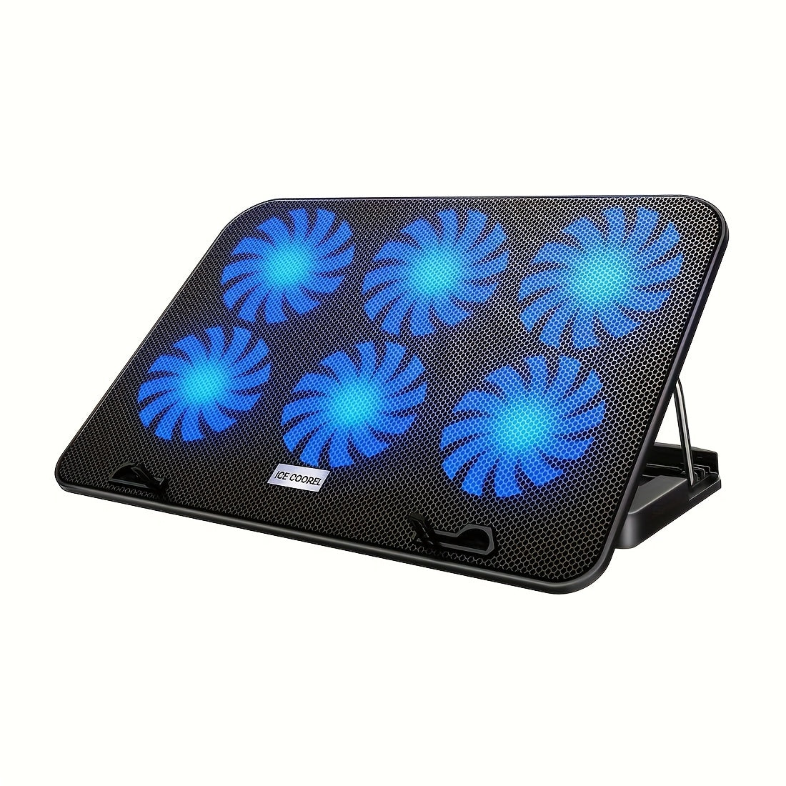 Laptop Cooling Pad ICE COOREL 6 Fans 12-17.3 Inch 5 Adjustable Heights 2 USB Ports RGB Gaming Laptop Cooler Stand Full Coverage Heat Dissipation for Gaming Work Home Office A9 A9R
