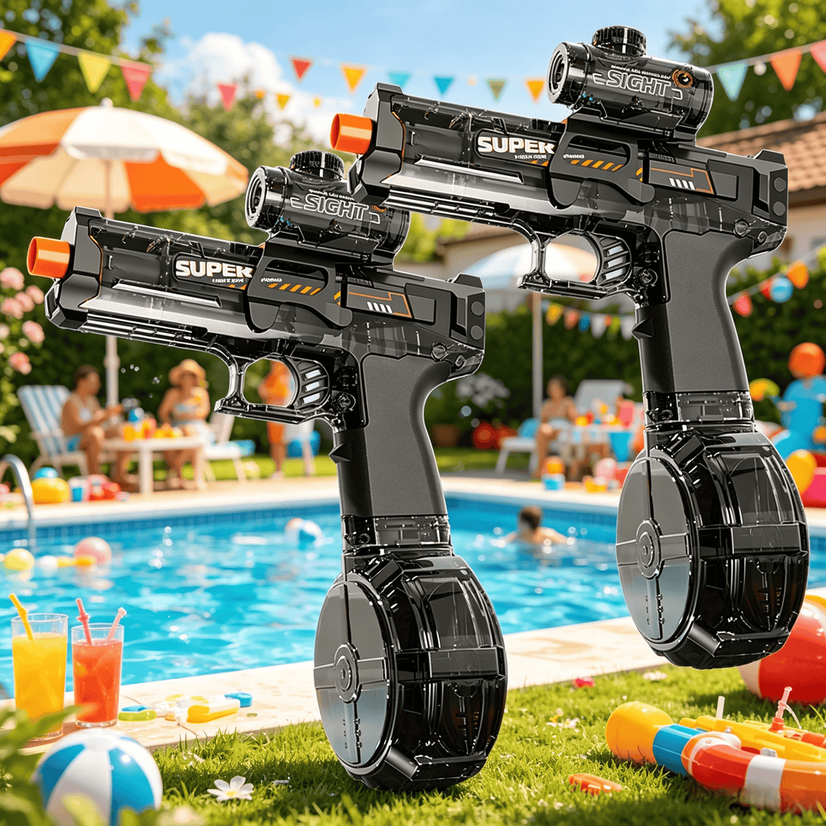 Light Up Water Spray Toy for Kids, 2-Pack with LED Lights & Sound Effects