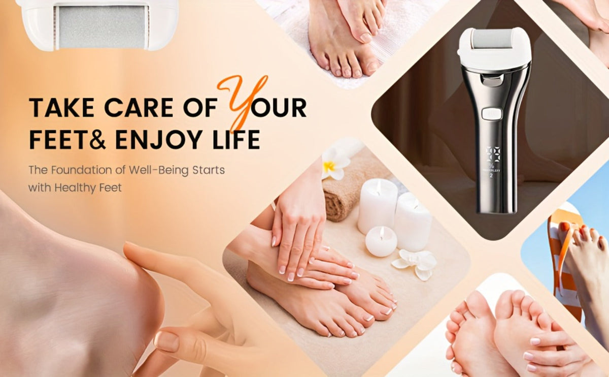 Electric Foot File 14-in-1 Rechargeable Pedicure Kit 3 Roller Heads Dead Skin Callus Remover Portable Foot Scrubber Professional Foot Care Tool for Women Men Black White Silver