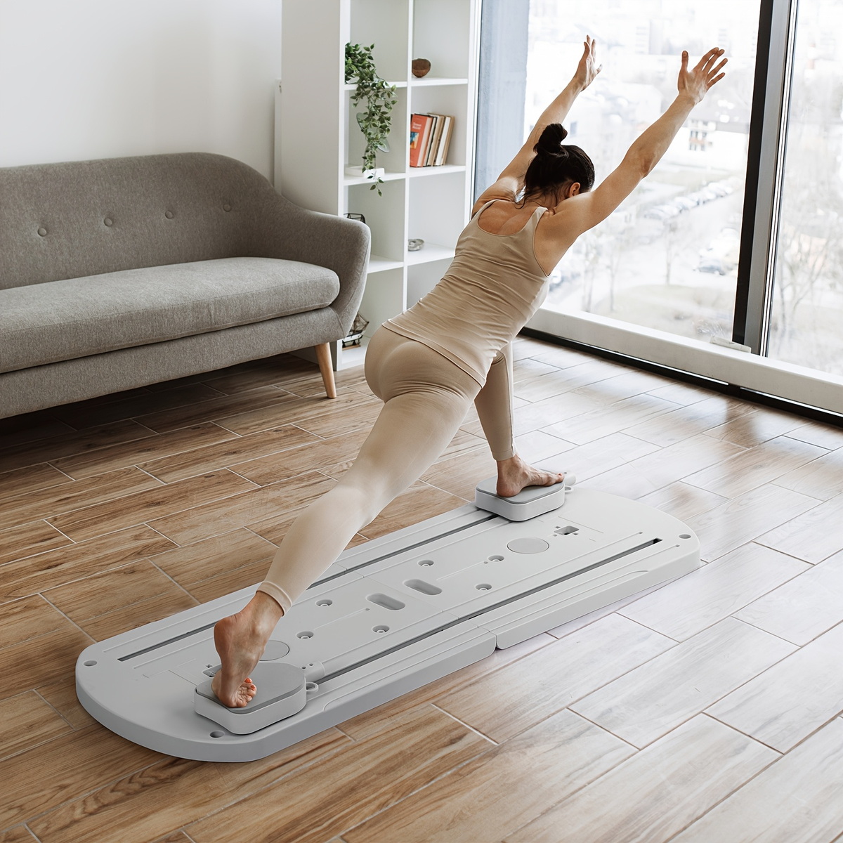Home Pilates Training Board 8-in-1 – 350LB Capacity, PP Anti-Distortion, Foldable with Resistance Bands & Non-Slip Feet for Shoulders, Abs & Full Body Strength Training