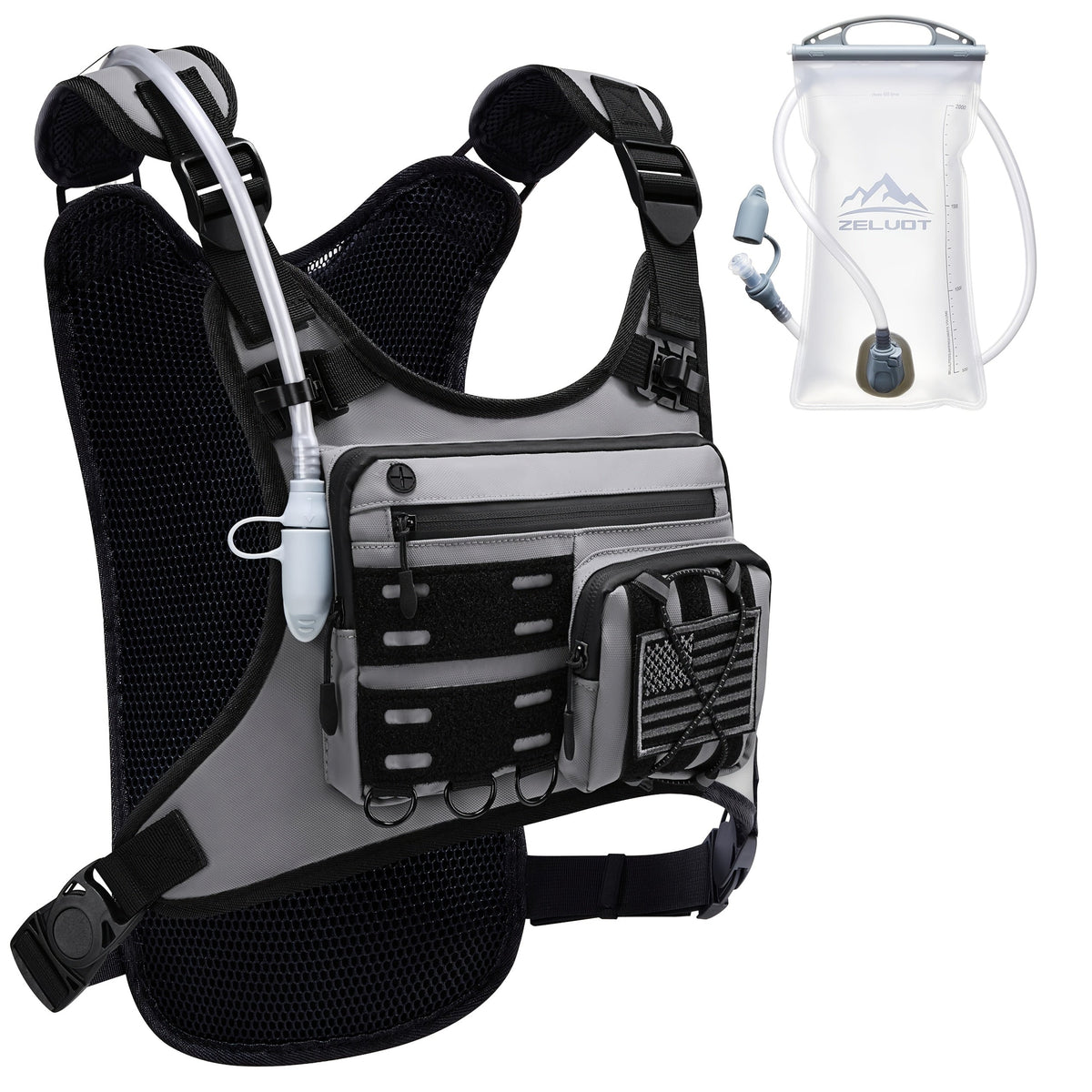 Running Hydration Vest with 2L Water Bladder – Lightweight Reflective Chest Pack for Men Women Marathon Trail Running