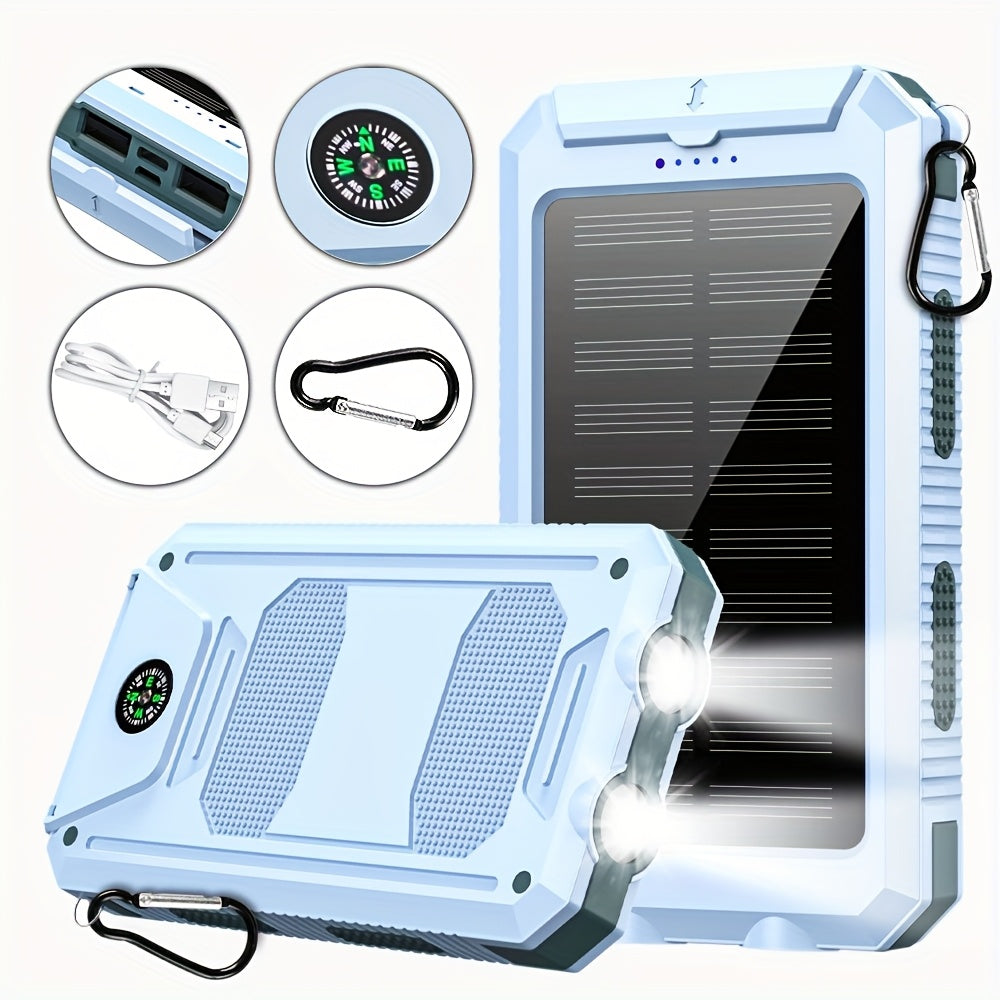 Solar Power Bank 45800mAh QC3.0 Fast Charging – Dual USB Portable Charger with LED Flashlight for Camping Hiking Travel Emergency, High Capacity Battery Pack for All Cell Phones & Devices