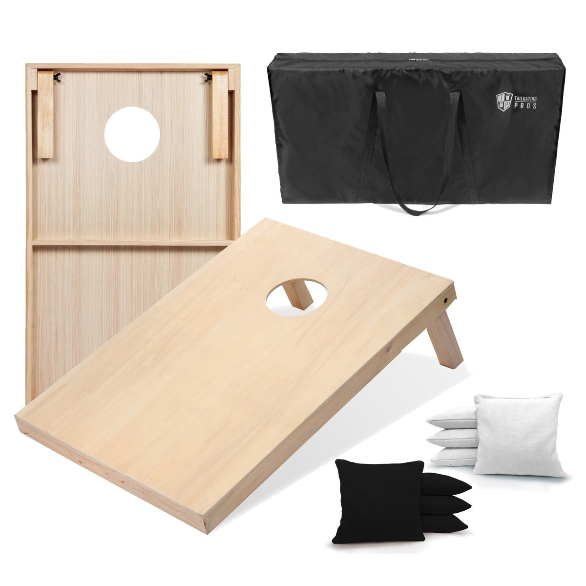 Regulation Cornhole Board Set 4x2 Solid Wood ACA Standard with 8 Bean Bags Carrying Case Tote Outdoor Yard Tailgate Party Game 13 Color Options