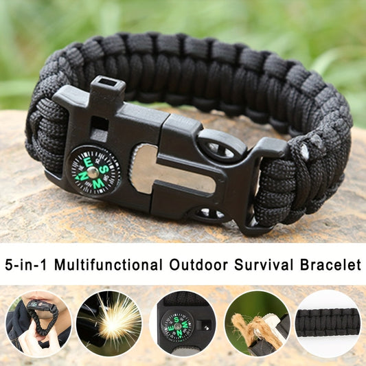 Paracord Survival Bracelet 4-Pack with Compass, Saw, Fire Starter and Whistle