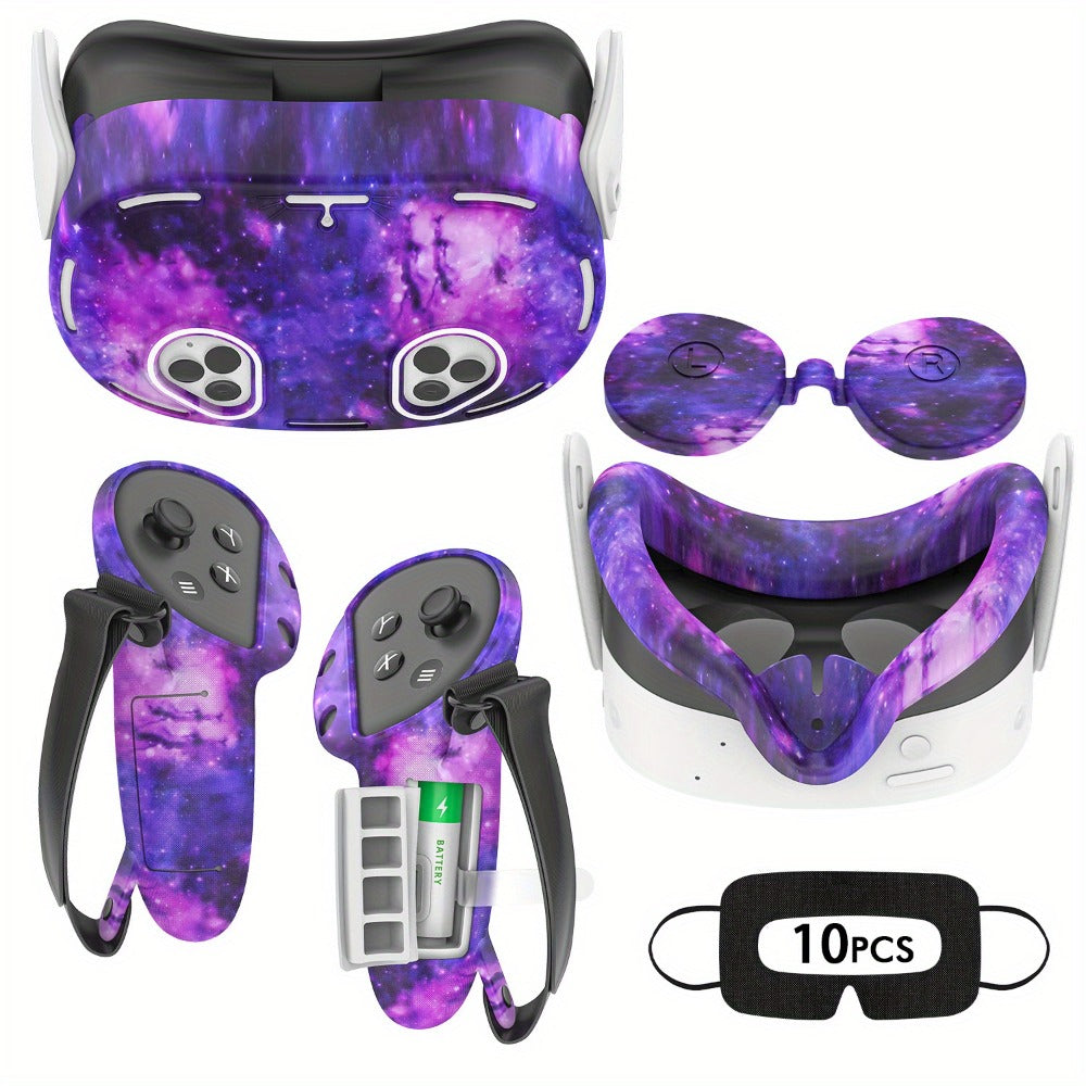 Meta Quest 3S Silicone Cover Set - VR Face Cover Shell Controller Grip Case Camera Lens Protector Full Protection Accessories Kit for Meta Quest 3S