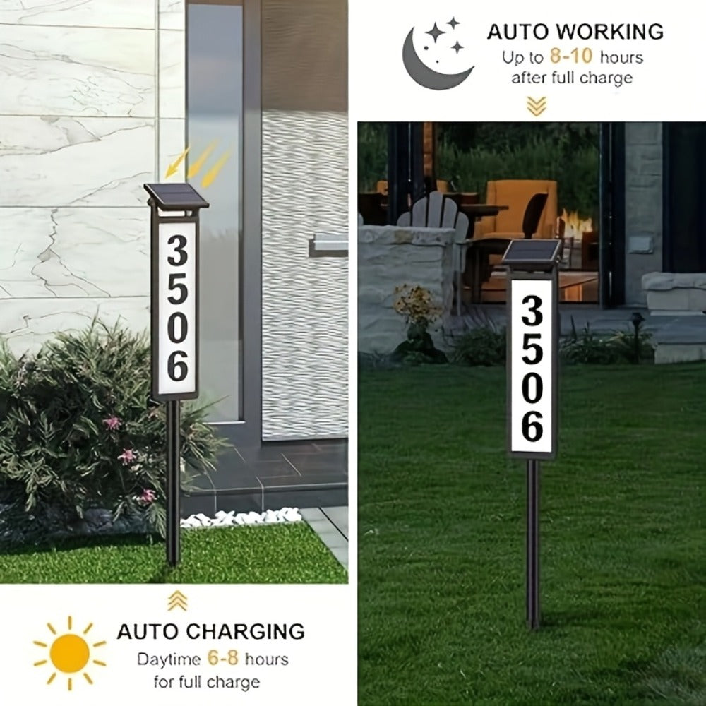 Solar House Number Light LED – DIY Address Sign with 38 LEDs, Switchable Warm & Cool White, IP44 Weatherproof, 270° Solar Panel, Auto On/Off for Home, Yard, Farm & Garden