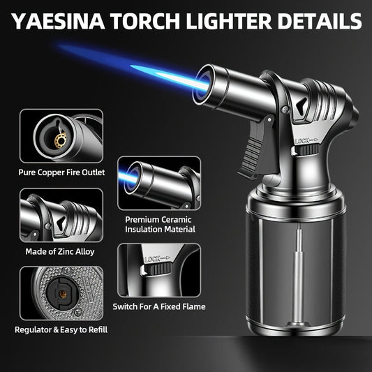 Kitchen Butane Torch with Adjustable Jet Flame, Safety Lock & Refill Adapters