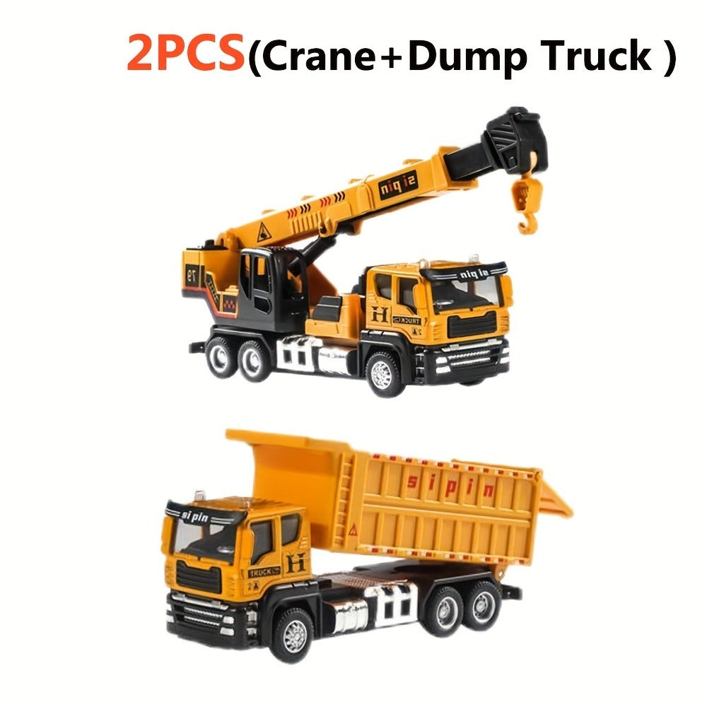 Construction Vehicle Toy Set with Excavator, Mixer, Dump Truck and Crane Options