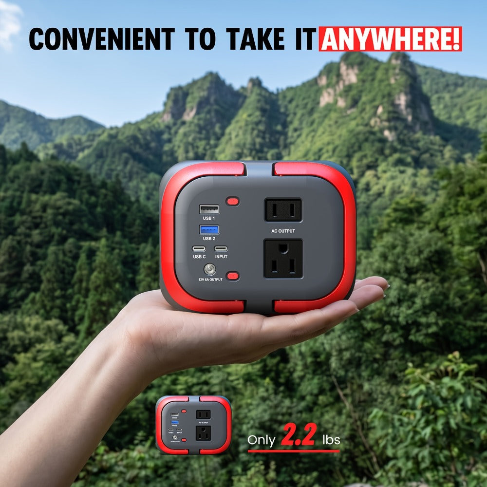 97.68Wh Portable Power Station 120W AC Outlet Power Bank with USB-A USB-C DC Outputs Battery Backup for Camping RV Emergency Home Use Travel – Solar Panel Compatible Portable Charger