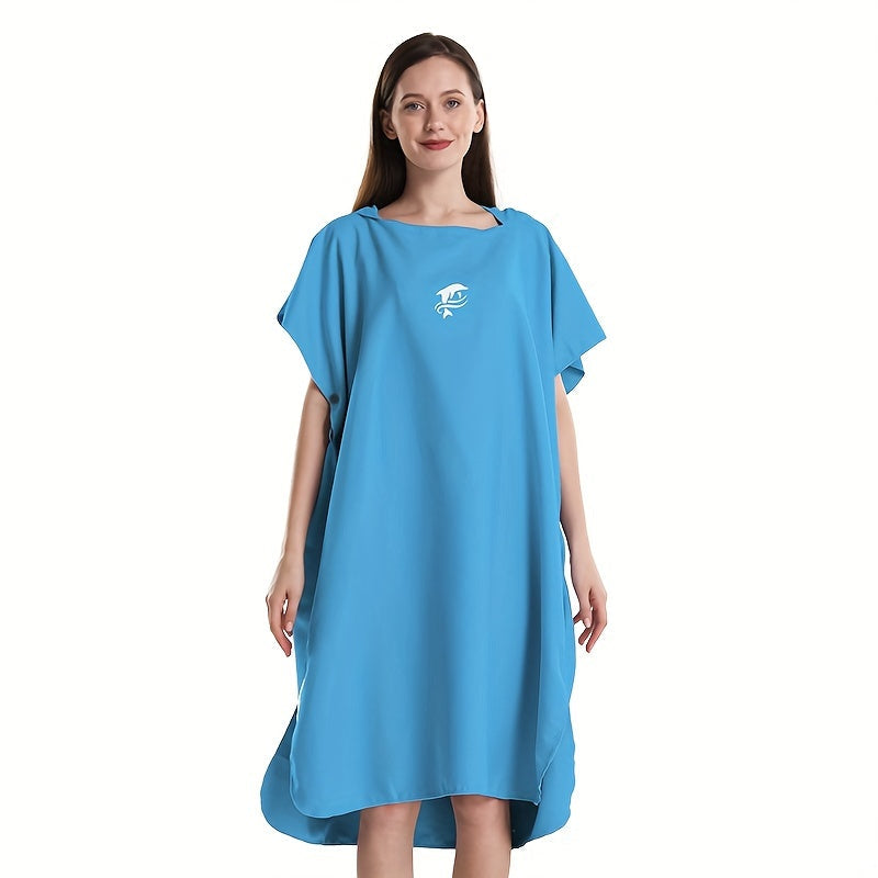 Quick-Dry Surf Poncho Towel Robe - Microfiber Beach Wrap with Shark Graphic, Super Absorbent Changing Robe for Swimming, Surfing & Travel, One Size Fits All, Machine Washable