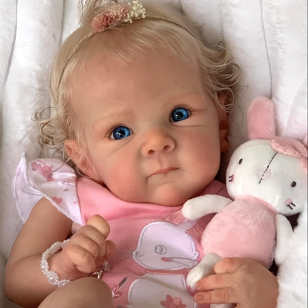 22-Inch Full Vinyl Reborn Baby Doll with Rooted Hair and Open Eyes