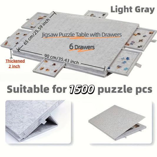 Jigsaw Puzzle Board with Drawers & Storage – Fits 1000 & 1500 Piece Puzzles, Multiple Sizes & Colors