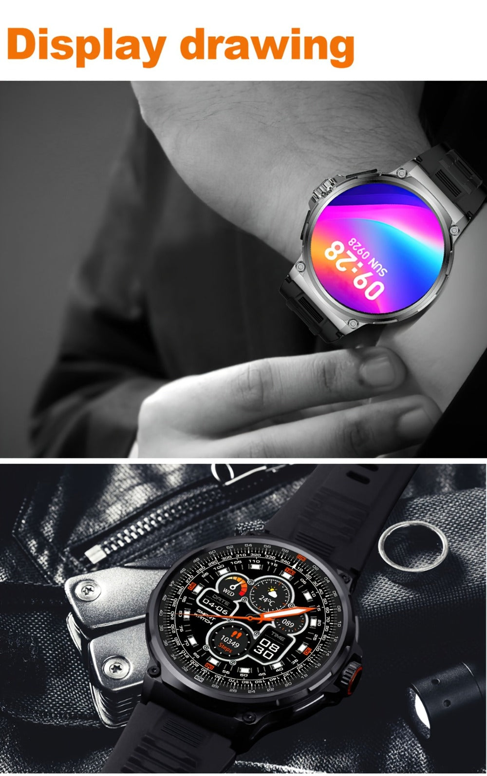 710mAh Long Battery Outdoor Sports Smartwatch for Men – 360x360 HD Screen Wireless Calling High-Quality Speaker Music Control Sports Tracking Sleep Monitor Dynamic Dial Silver Black Gift