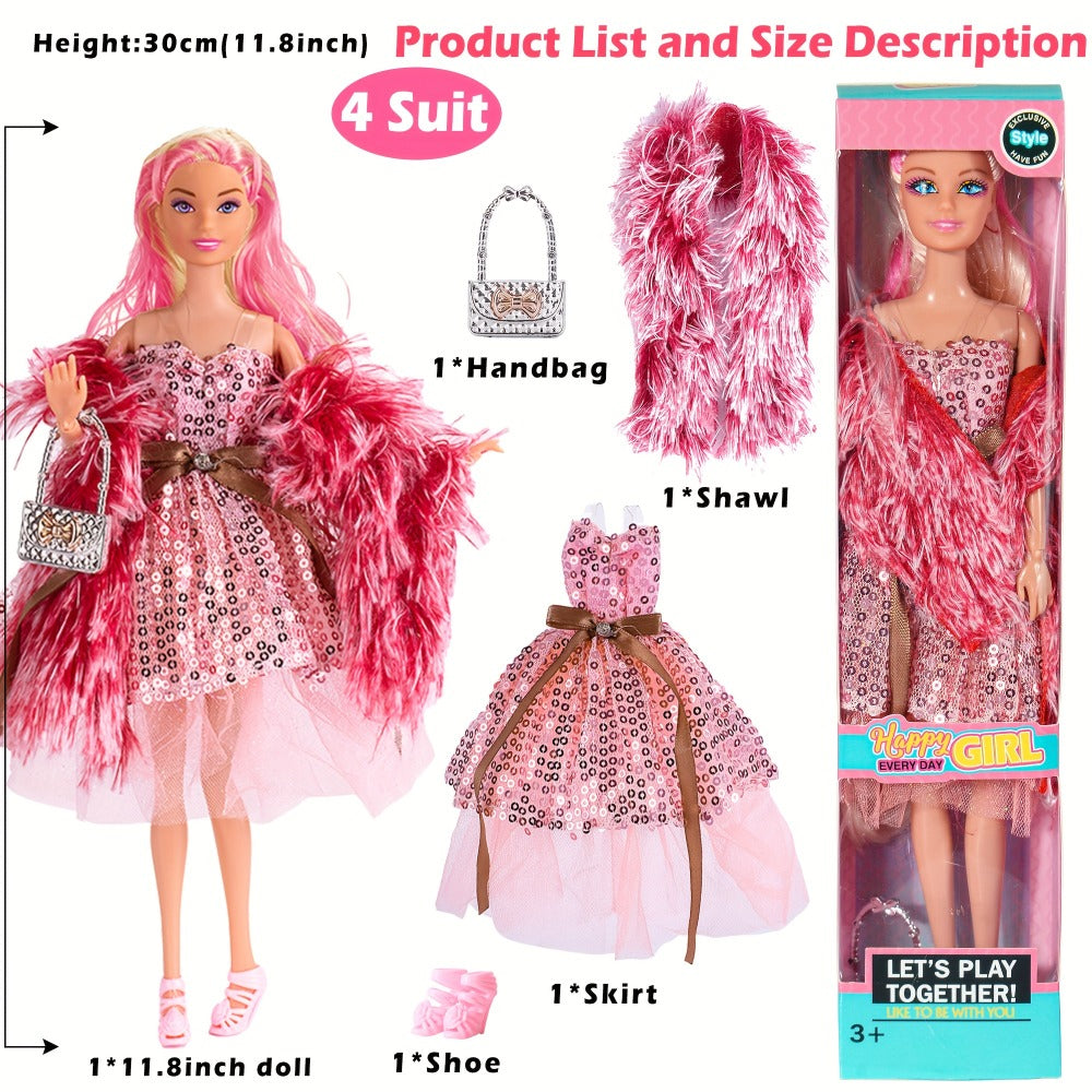 6-Pack 11.5-Inch Poseable Fashion Princess Doll Set with Accessories
