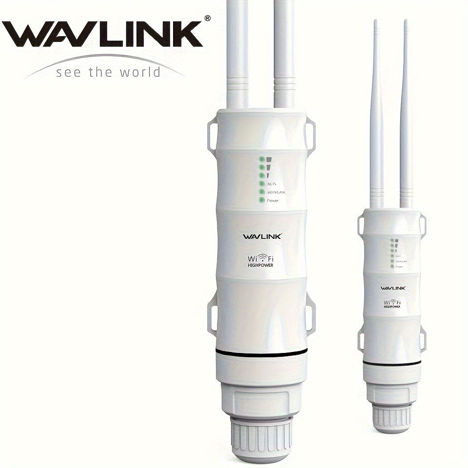 WAVLINK N300 Outdoor PoE WiFi Access Point 300Mbps - 2x7dBi Antennas 150m Range, AP Router Repeater 4-in-1 Modes, WAN/LAN Port, 32 Devices, for Factory Campus Hotel Community Street