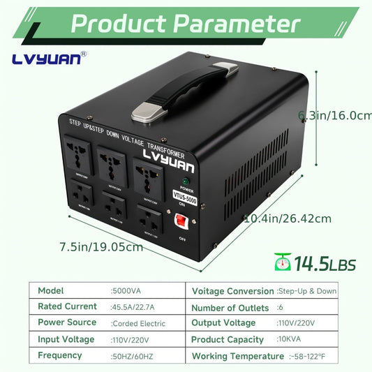 Voltage Converter Transformer, 110V to 220V Step Up and Step Down
