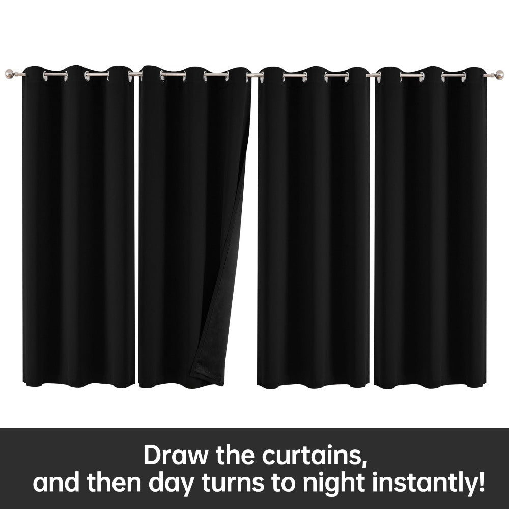 Blackout Curtains 4 Panels 100% Light Blocking Thermal Insulated Noise Reducing Grommet Window Curtains for Bedroom Living Room Balcony Multiple Sizes